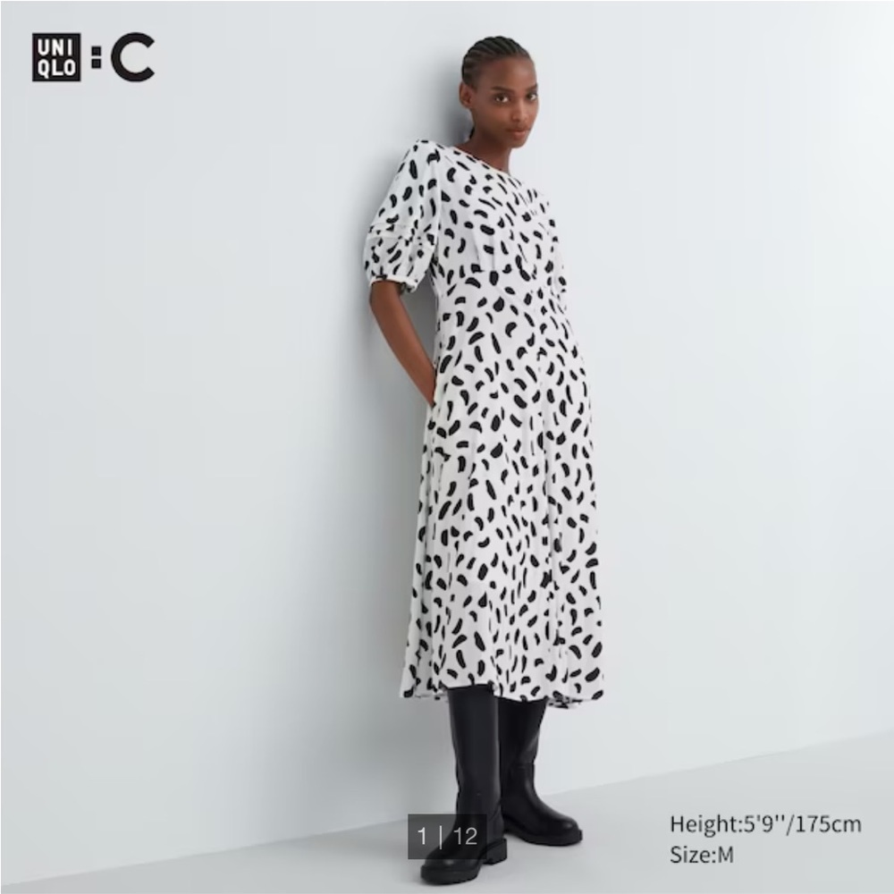 Uniqlo Balloon Sleeve Short-Sleeve Dress NWT